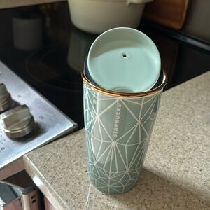 Starbucks 12oz -  for hot coffee and tea double insulated sage great shape